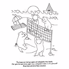 Bears Playing Volleyball Coloring Pages of Bears Playing Volleyball