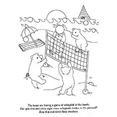  Coloring Pages of Bears Playing Volleyball