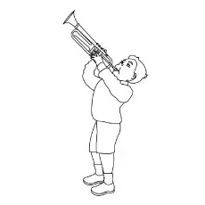 Boy Playing Trumpet Printable Coloring Pages