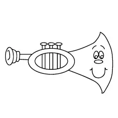 Free Printable Cheerful Piccolo Trumpet Coloring Page 