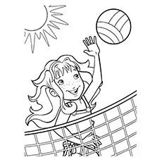 Cute Girl Playing Smashing Volleyball Coloring Page