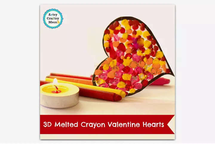 Crafts For Teachers Day - Heart-Shaped Card With Melted Crayons