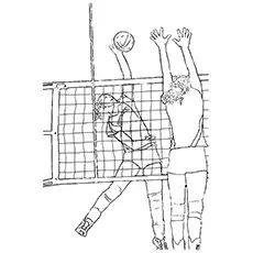 Girl Blocking the Volleyball from Smashing Coloring Pages