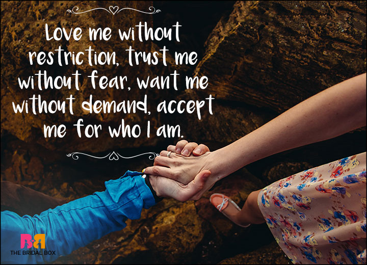 A beautiful one line love quote on trust, faith and a limitless bond that y...