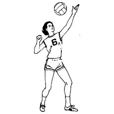 Girl Doing Service during the Volleyball Match Coloring Pages