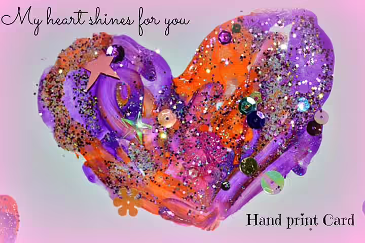 Shiny hand print card craft ideas for Children's Day Shiny hand print card craft ideas for Children's Day