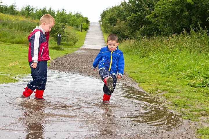 Rainy Day Activities For Kids - Splashing muddy puddles just got more fun