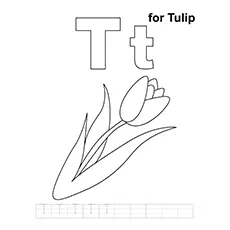 Coloring Sheet of T For Tulip