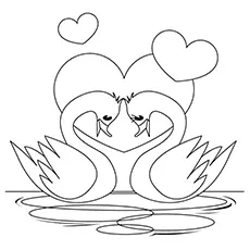 Swan Coloring Pages - Valentine Swans