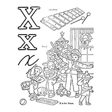 Xylophone Coloring Page - X For Xylophone And X-Mas