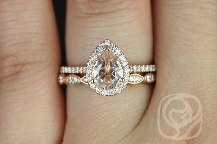 Rose Gold Engagement Rings - The Tabitha And Christie Pear Morganite