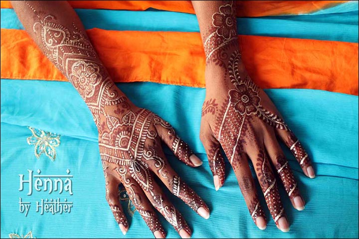 Arabic Bridal Mehndi Design for Hands With White Markings