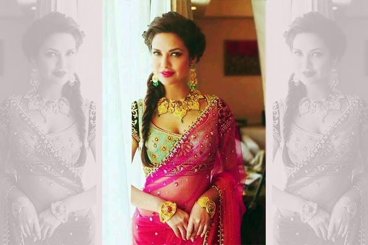Transparent Deep Pink Saree - Engagement Dresses For Indian Bride