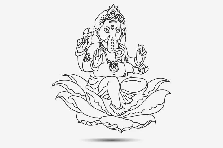 Coloring on Ganesha idol templates as Ganesh Chaturthi activity for kids