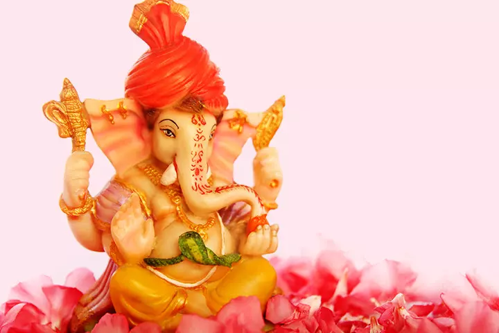 Flower decoration as Ganesh Chaturthi activity for kids