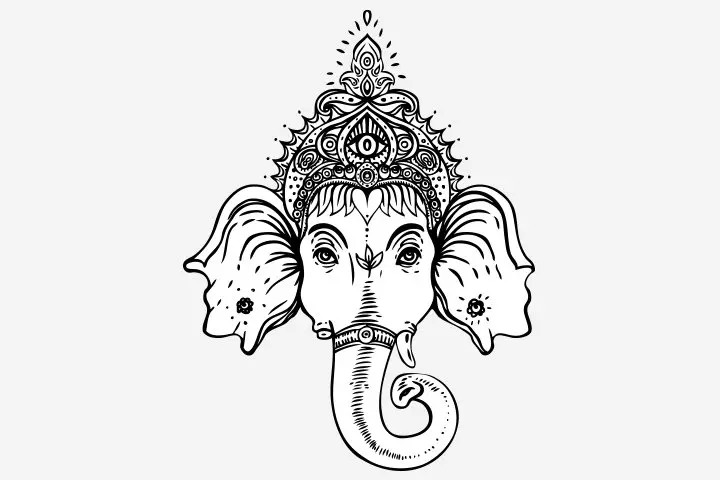 Ganesha head templates for coloring as Ganesh Chaturthi activity for kids