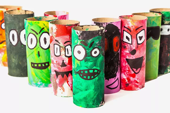 Toilet Paper Roll Crafts - Paint Monster Family