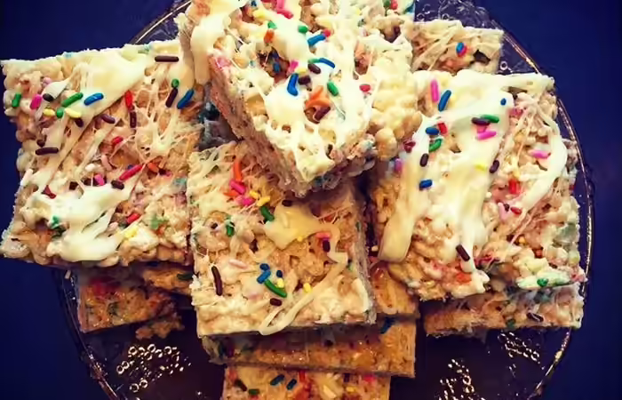 Rice Krispies Bars With White Chocolate And Sprinkles