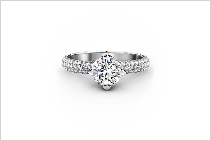 FOREVERMARK Setting Solitaire Pave Ring