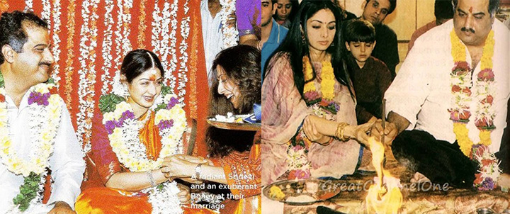 sridevi boney kapoor marriage - Wedding Ceremony And Later At A Puja
