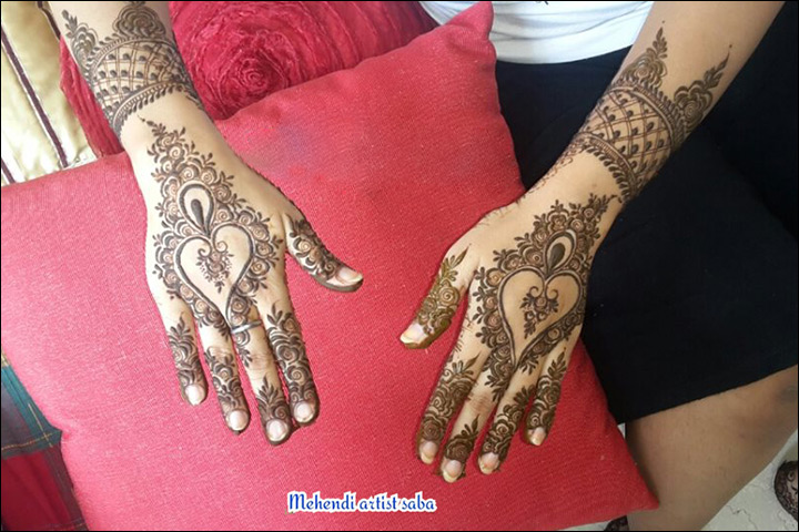 Hearts And Spades Arabic Bridal Mehndi Design for Hands