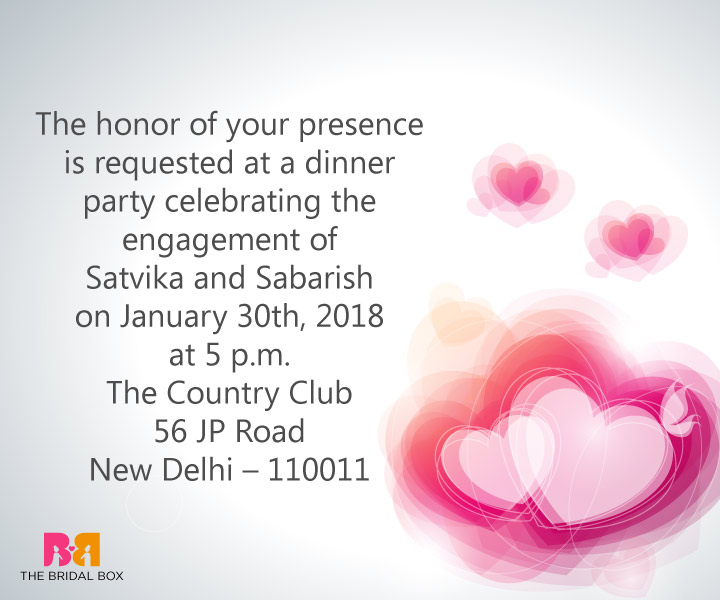 Indian Engagement Invitation Wording - The Honour Of Your Presence