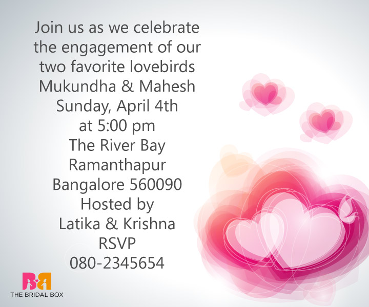 Indian Engagement Invitation Wording - Love Birds 
