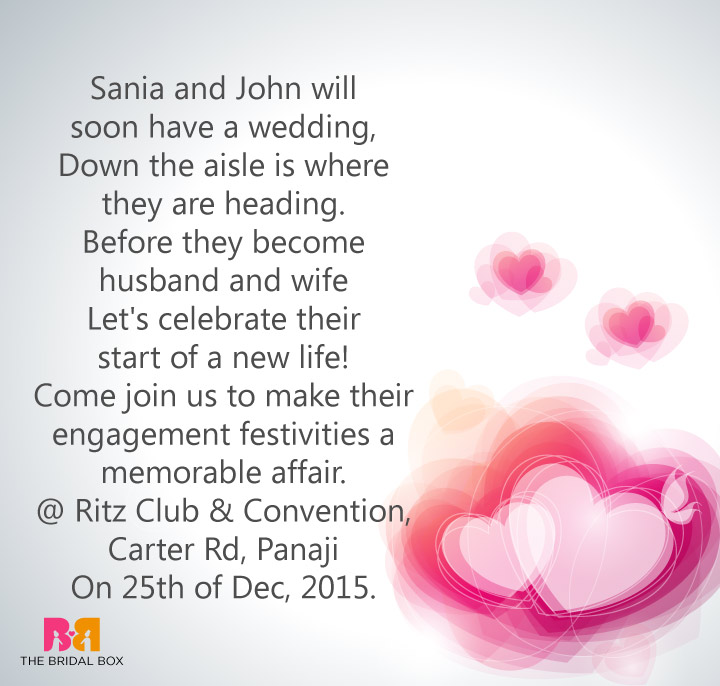 Indian Engagement Invitation Wording - Down The Aisle