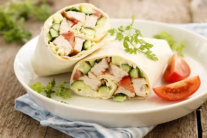 Dinner Recipes That Kids Can Make - Chicken And Cucumber Salad Wraps