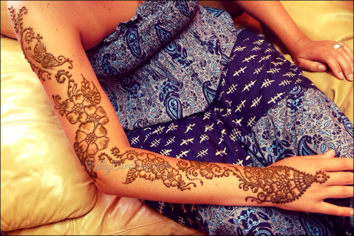 Latest Mehndi Designs - Lovely Arm Floral Branch Pattern