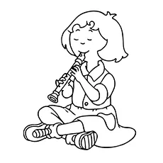 Sarah Playing Flute Pic to Color