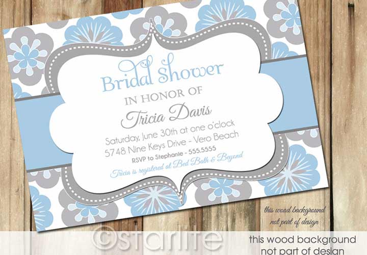 Bridal Shower Invitations - The Blue Gray Floral Invite