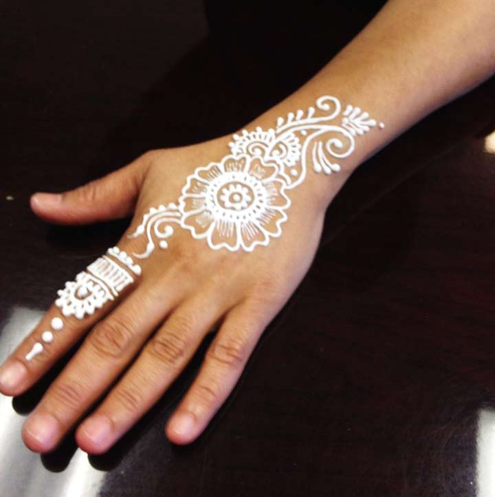 Glitter Mehndi Design - White Henna