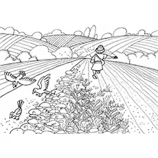 Harvest Coloring Pages - Farmer Tending The Crops