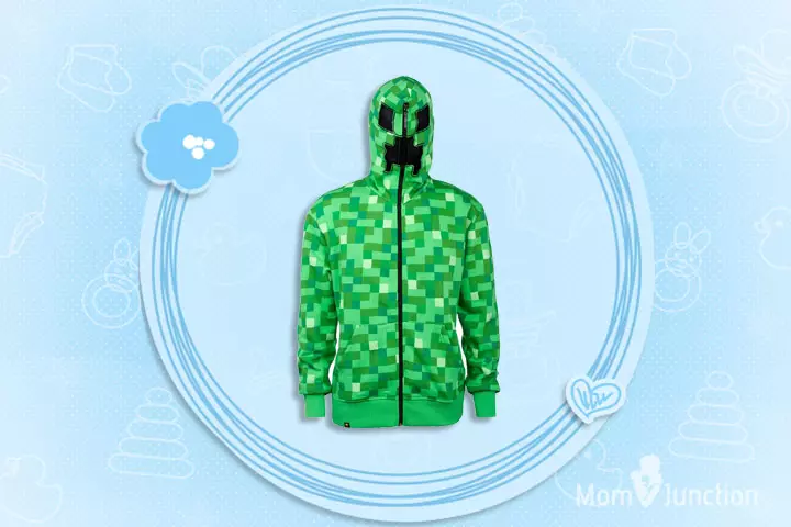 Minecraft Gifts For Kids - Minecraft Creeper Premium Zip-Up Green Jacket Hoodie