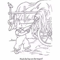 Harvest Coloring Pages - Pitch The Hay On The Wagon Harvest Coloring Pages - Pitch The Hay On The Wagon