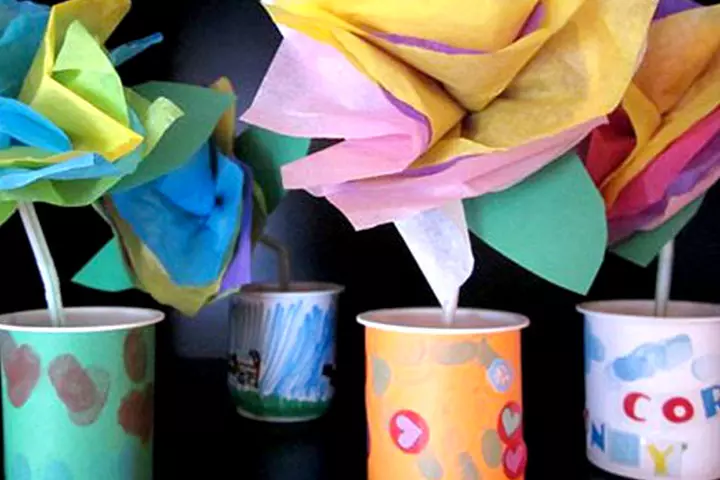 Tissue paper Mother's day crafts and greetings for kids