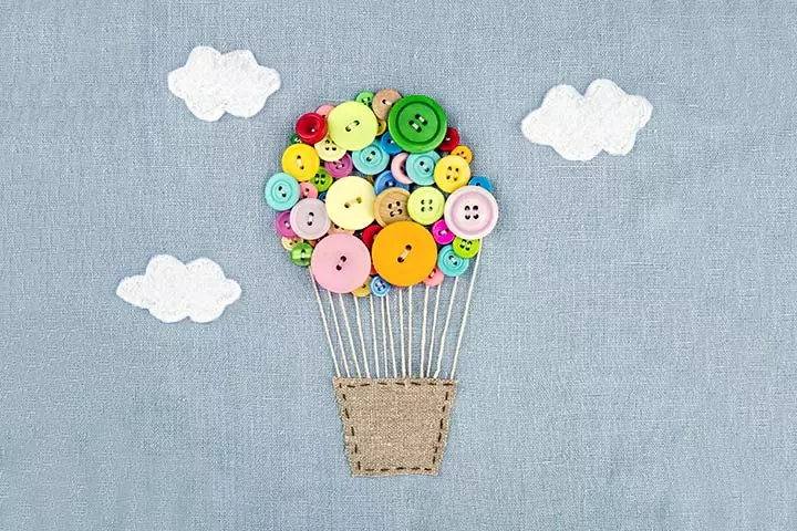 Button hot air balloon crafts for preschoolers and kids