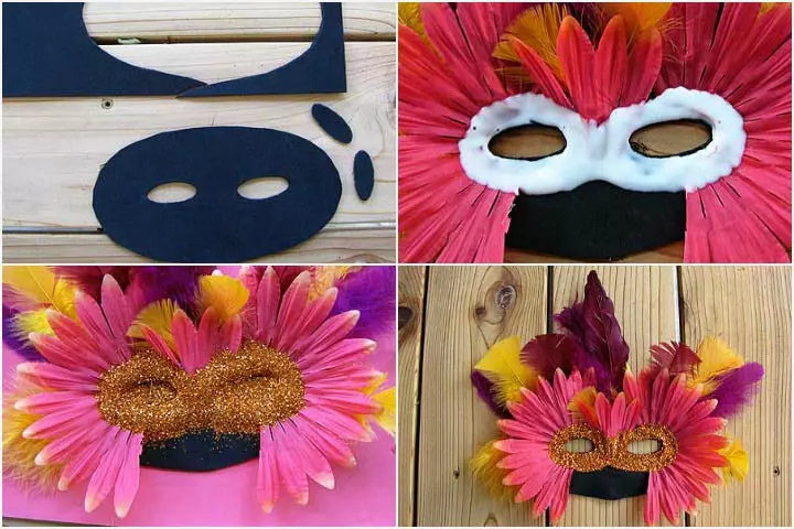 New Year Crafts For Kids - Feather and Flower Mask