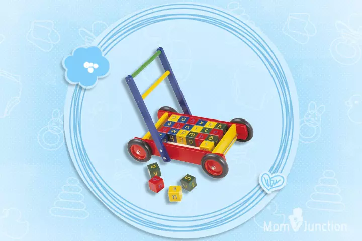 Christmas Gifts For Toddlers - John Crane wooden baby walker with ABC Blocks