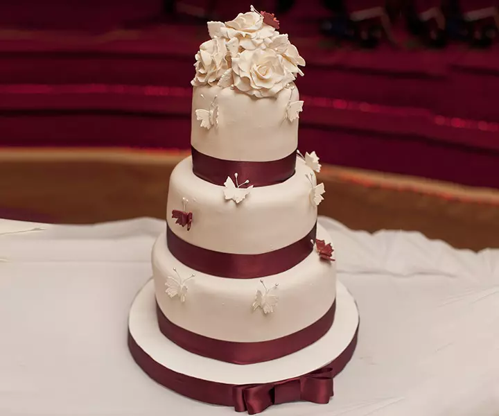 Pecan and White Butterfly Wedding Cake