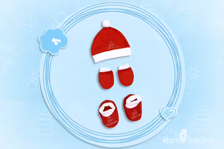 Christmas Outfits For Babies - Red And White Booty, Hat And Mitten Set Christmas Outfits For Babies - Red And White Booty, Hat And Mitten Set