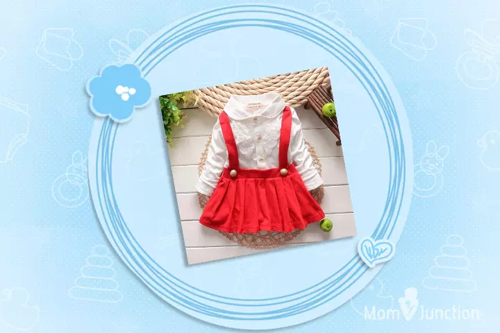 Christmas Dresses For Toddlers - Red And White Dungaree Dress