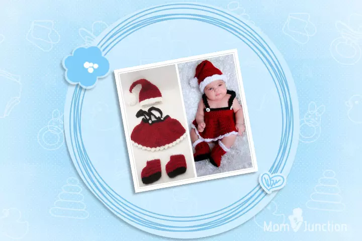 Christmas Outfits For Babies - Red White And Black Knit Christmas Santa Claus Frock Set