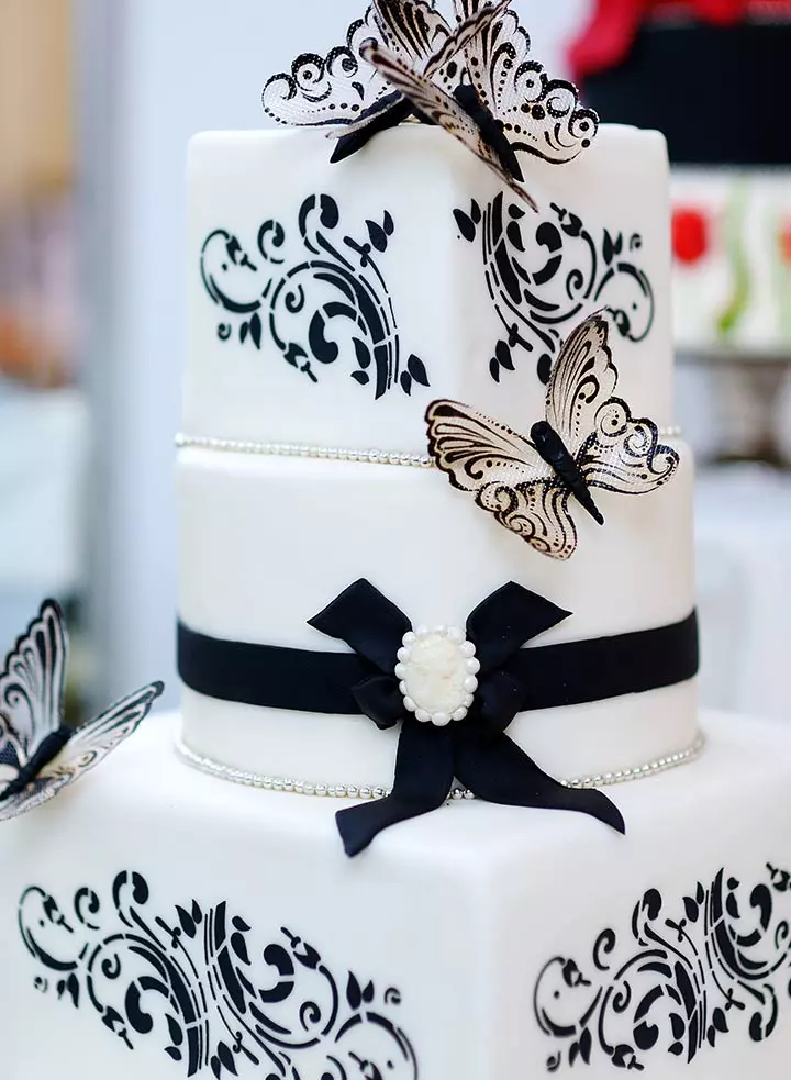 The Black And White Butterfly Wedding  Cake