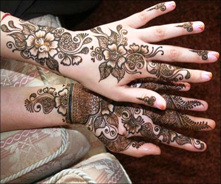 Latest Mehndi Designs - Intricate Flowing Floral Design