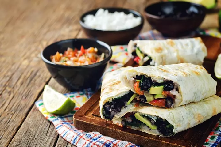 Black bean burritos and sweet potato