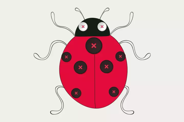 Ladybug Craft - Buttons And Fabric Ladybug