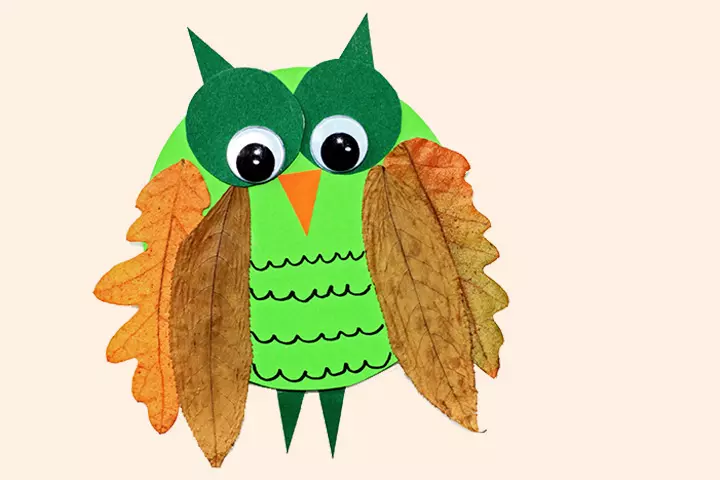 Owl Crafts For Kids - Fall Leaves And Cardboard Owl Craft