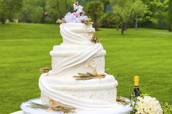 White Wedding Cakes - The Cake With Figurines And Ears Of Wheat